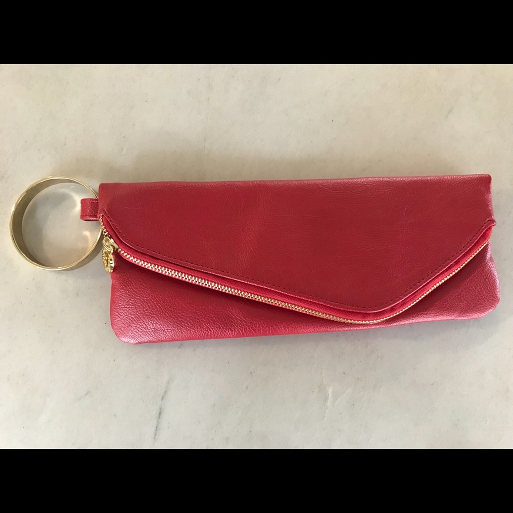 Mud pie vegan leather red wristlet / clutch
